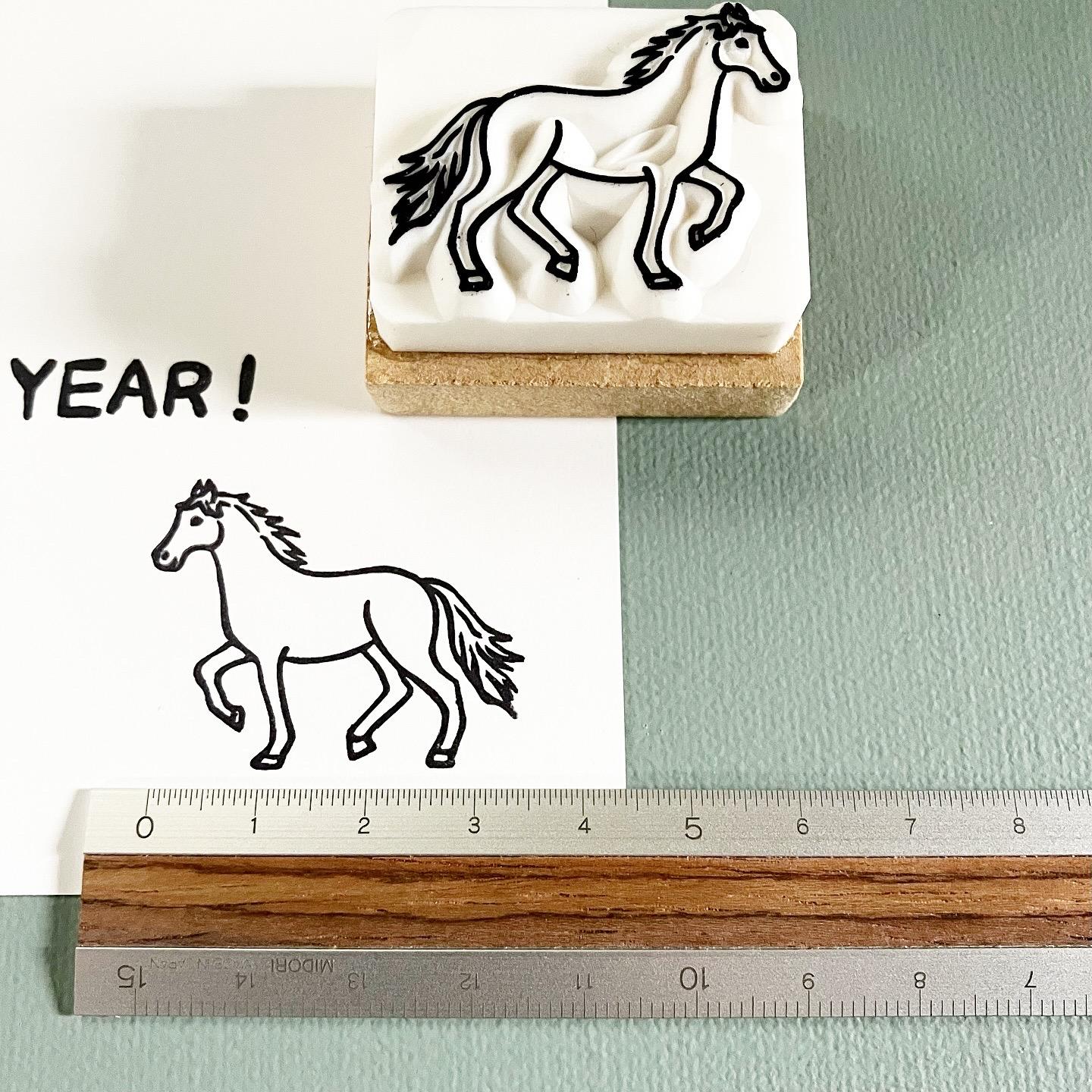 2026年＊年賀状に☆シンプルおしゃれ❤︎白と黒の馬《午年》消しゴムはんこセット＊ | 5枚目