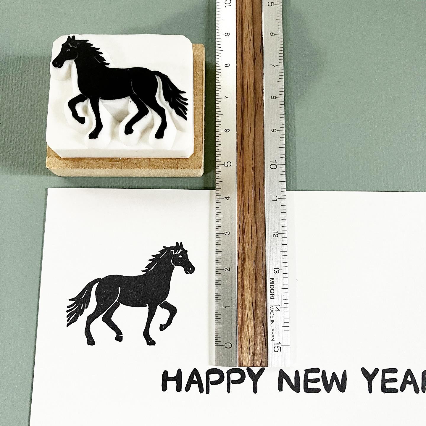 2026年＊年賀状に☆シンプルおしゃれ❤︎白と黒の馬《午年》消しゴムはんこセット＊ | 7枚目
